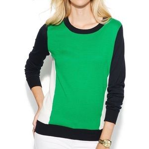 Michaels Kors Green, Navy, & White Sweater, Small